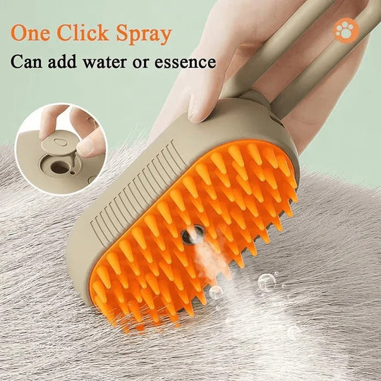 Pet Grooming Brush with Steam Spray and Hair Removal Comb
