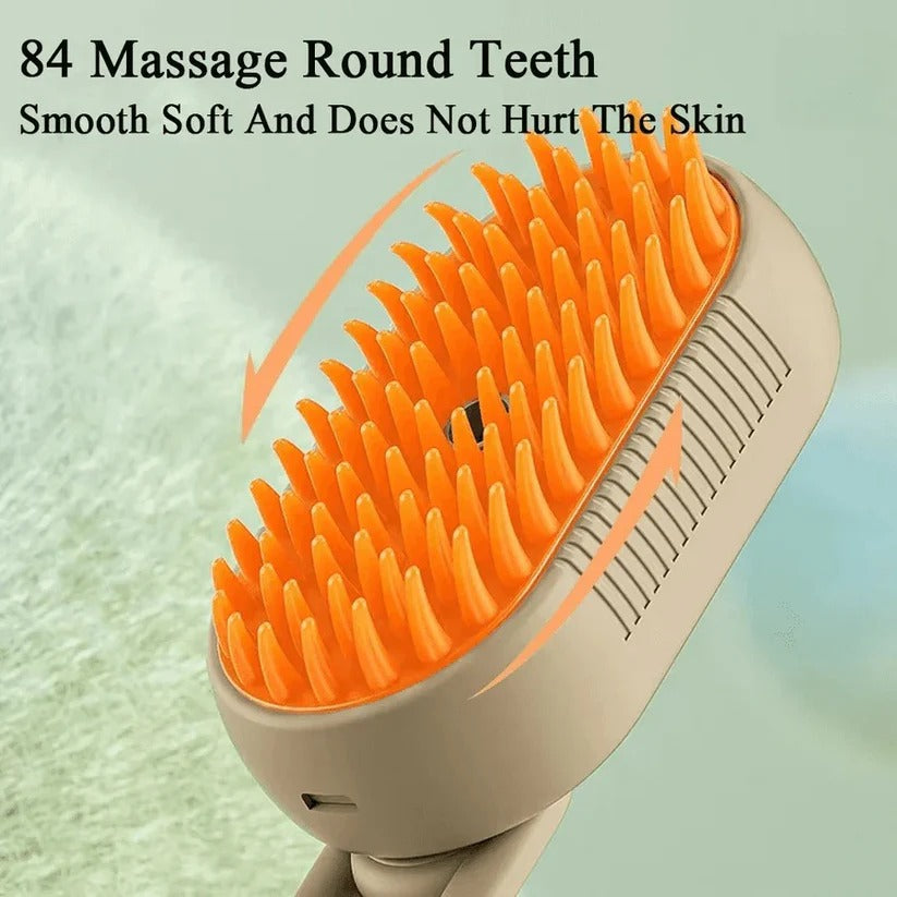 Pet Grooming Brush with Steam Spray and Hair Removal Comb