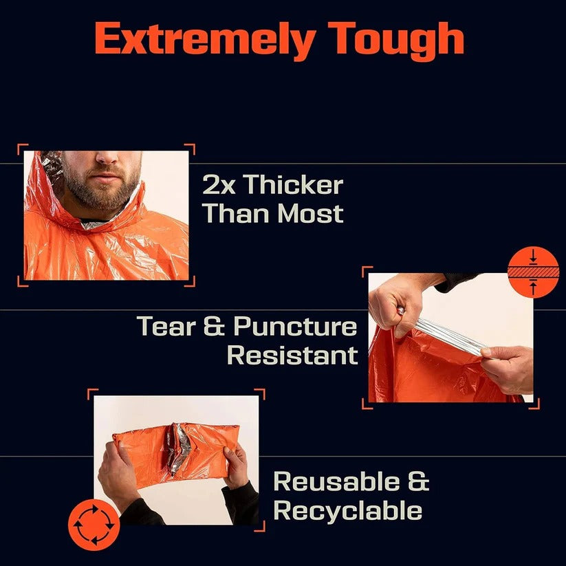 Unisex Reversible Rain Poncho Set for Hiking and Outdoor Use, Pack of 2
