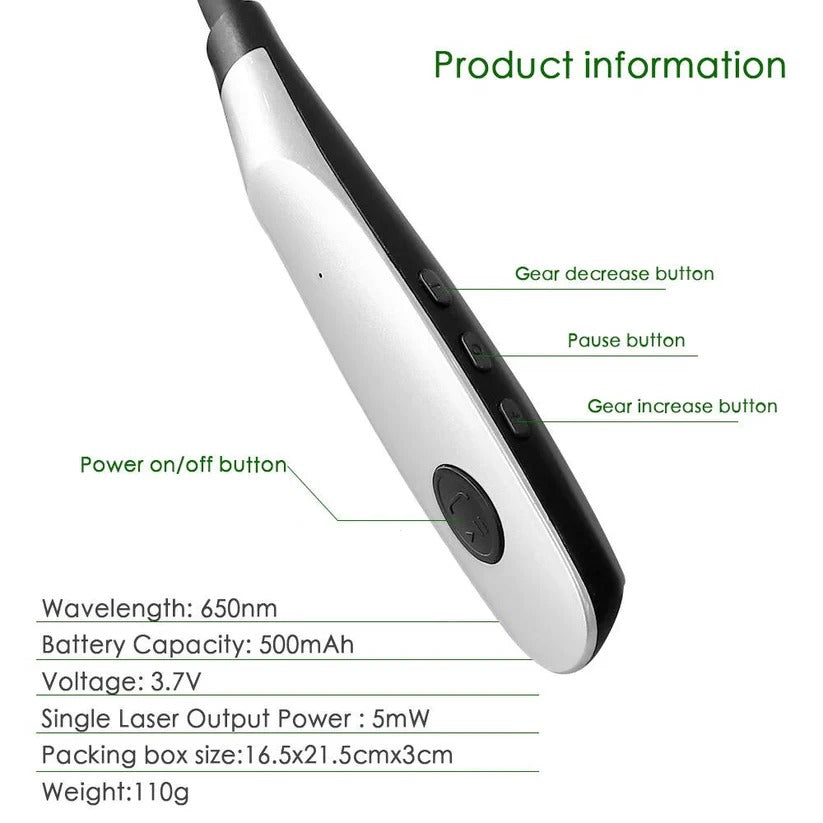 Rechargeable 650nm Red Light Device with Dual Ear and Nasal Probes