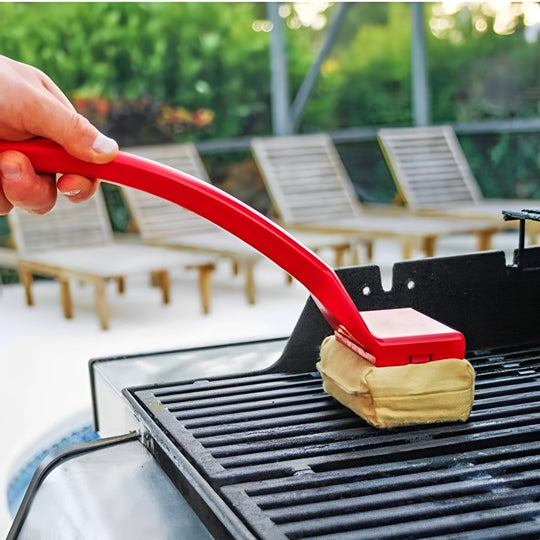 Long Handle BBQ Grill Cleaner Brush with Steam Scrub Pad