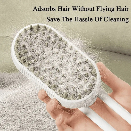 Pet Grooming Brush with Steam Spray and Hair Removal Comb