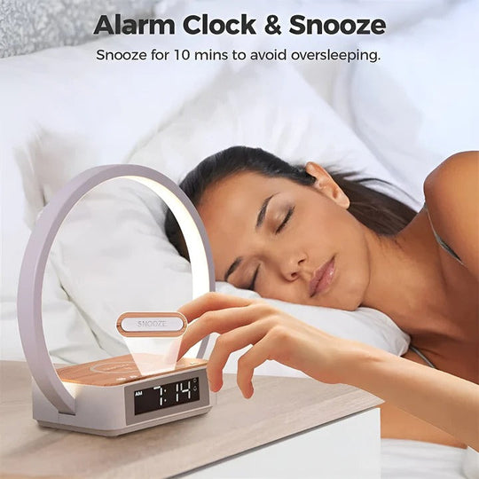 3 in 1 Bedside Table Lamp with Wireless Charging and Digital Alarm Clock