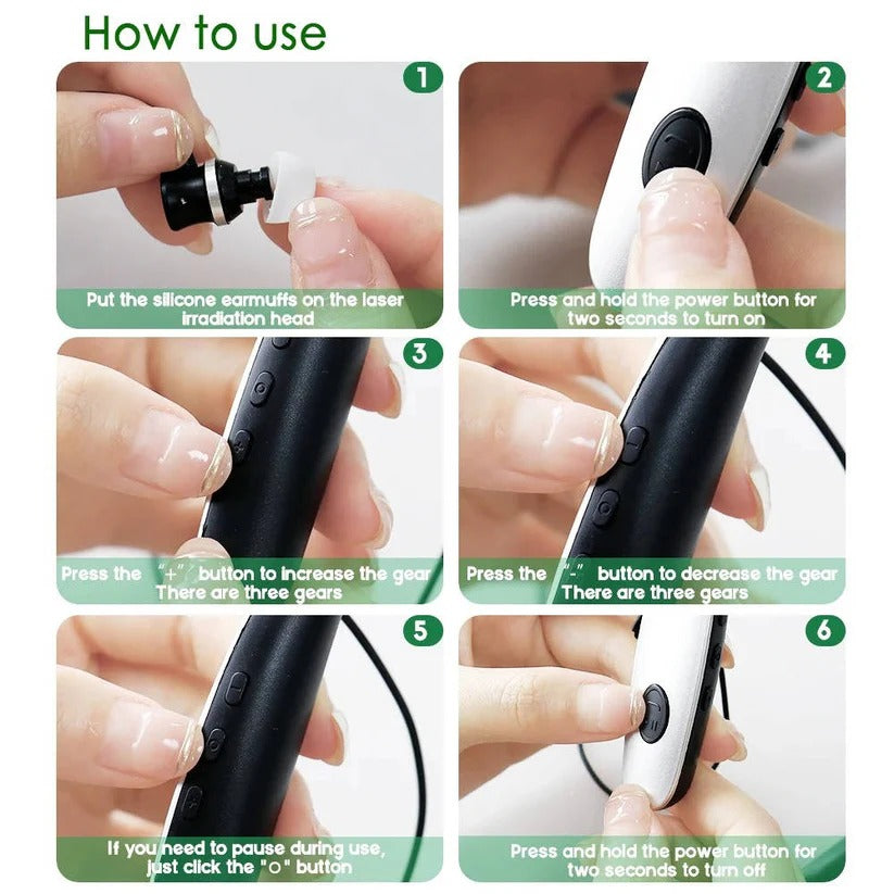 Rechargeable 650nm Red Light Device with Dual Ear and Nasal Probes