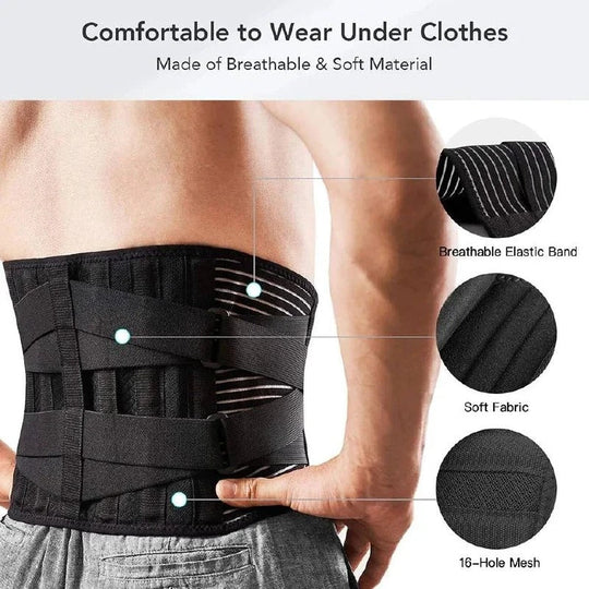 Adjustable Lumbar Support Belt Wrap with Dual Metal Spring Stabilizers