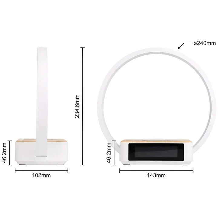 3 in 1 Bedside Table Lamp with Wireless Charging and Digital Alarm Clock