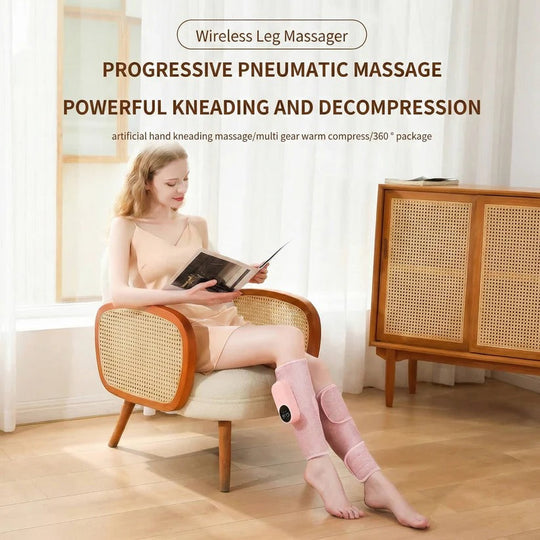 Cordless Air Compression Leg Massager with Heat and Remote