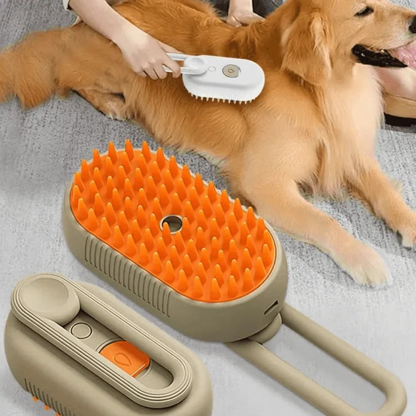 Pet Grooming Brush with Steam Spray and Hair Removal Comb