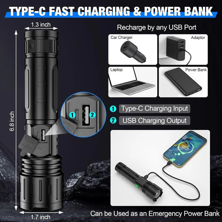 LED Flashlight with Adjustable Focus for Outdoor Use