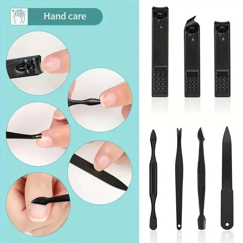 Stainless Steel Manicure and Pedicure Nail Clipper Set with Travel Wallet, 24 Piece