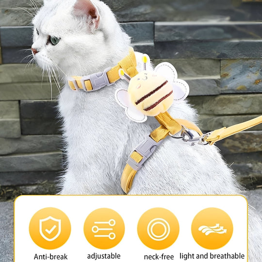 Cat Harness and Collar with Adjustable Straps