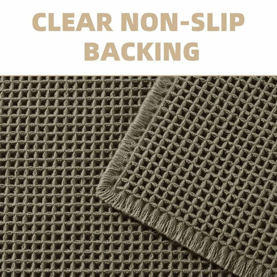 Machine Washable Bath Mat with Tassels and Non-Slip Backing