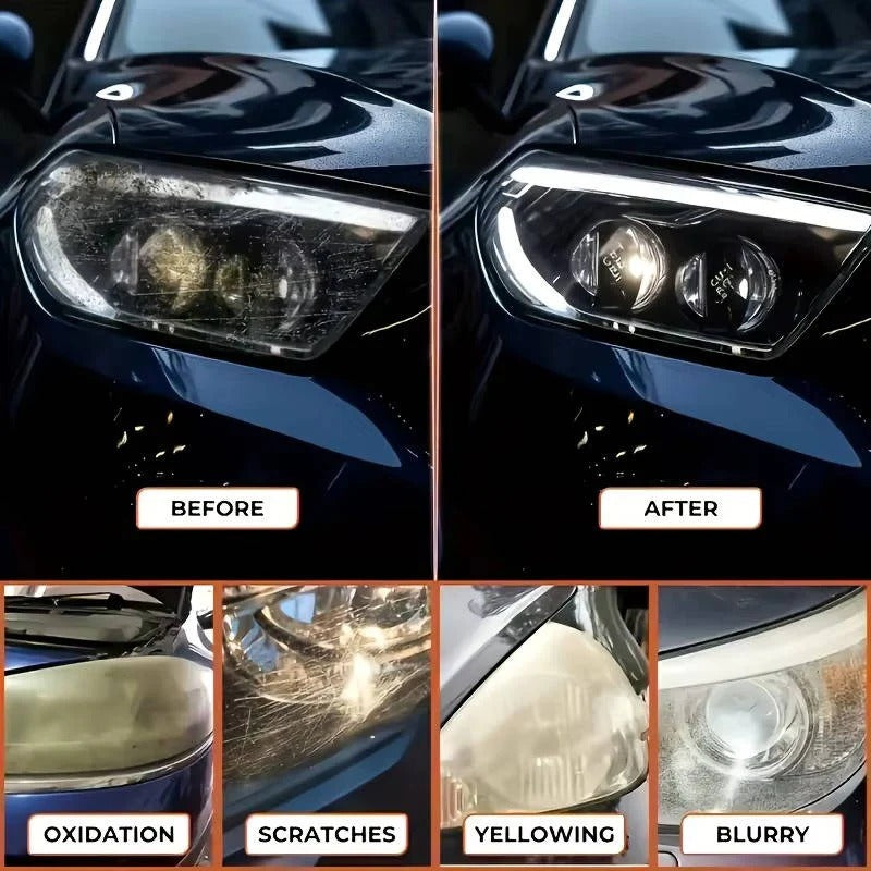 Car Headlight Surface Yellowing Restoration Kit with Paste and Sponge, 2 Pack