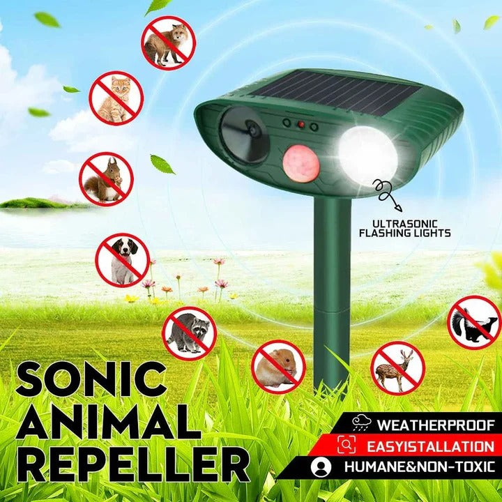 Solar Powered Ultrasonic Chipmunk Repeller for Outdoor Use