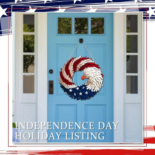 Wooden Patriotic Eagle Wreath for Independence Day Decor