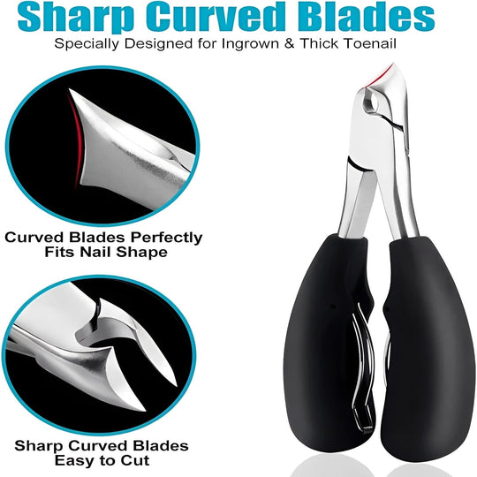 Toenail Clipper for Thick Nails with Curved Blade Design