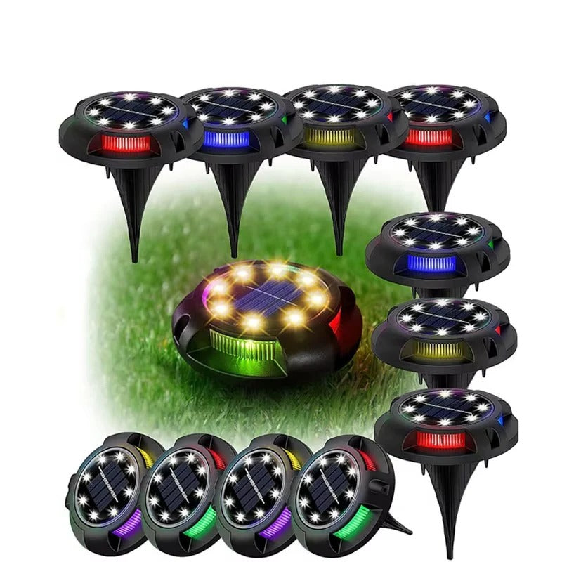 Outdoor Solar LED Ground Lights with Disk Style Design