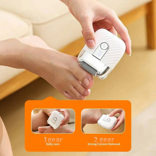 USB Rechargeable Electric Foot File with 3 Interchangeable Grinding Heads, Dual Speed and LED Light