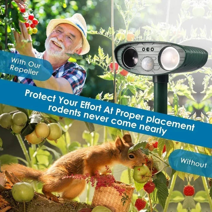 Solar Powered Ultrasonic Chipmunk Repeller for Outdoor Use