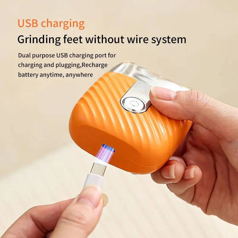 USB Rechargeable Electric Foot File with 3 Interchangeable Grinding Heads, Dual Speed and LED Light
