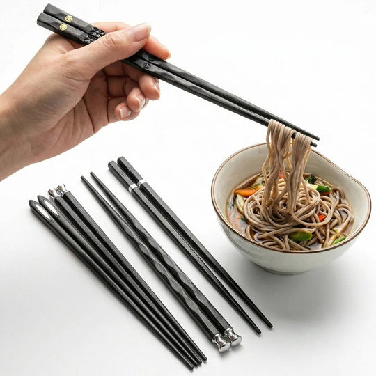 Reusable Chopsticks Set of 5 Pairs with Non-Slip Grip Design