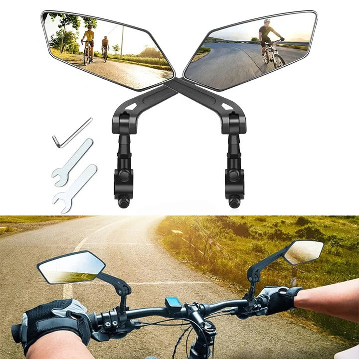 2 Pack Bicycle Handlebar Mirrors, 360 Degree Swivel Rotation