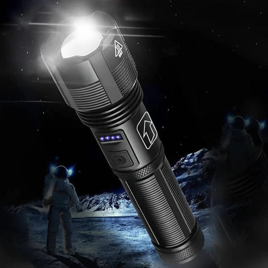 USB Rechargeable Aluminium Flashlight with Battery Indicator
