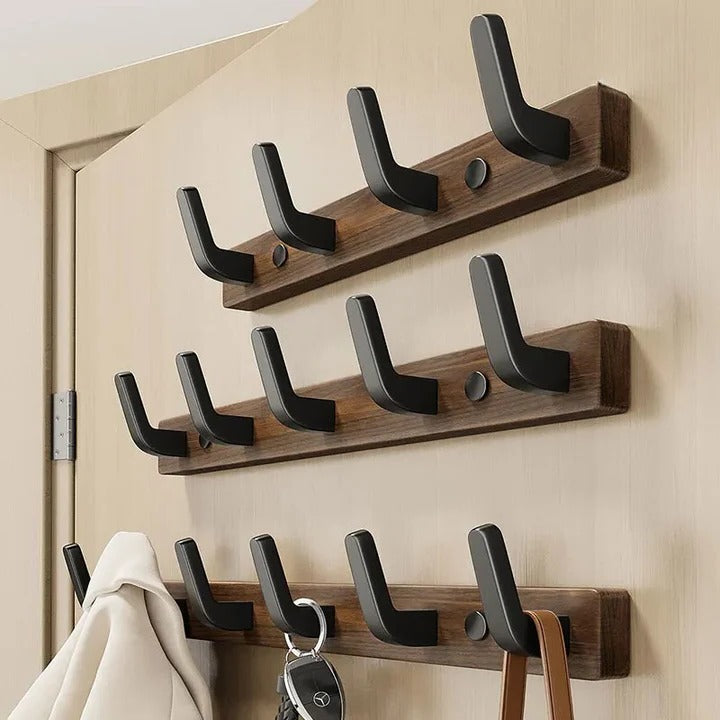 Wall Mounted Coat Hook with Wood and Metal Design