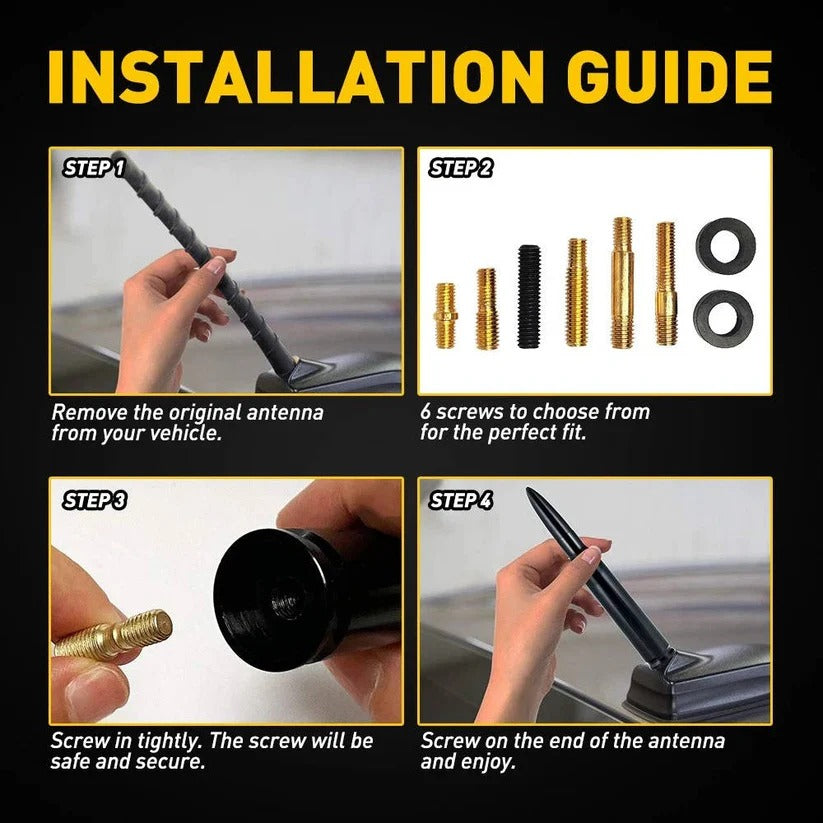 Car Radio Antenna Replacement with Rubber Seals and Adapters, 8 Thread Adapters