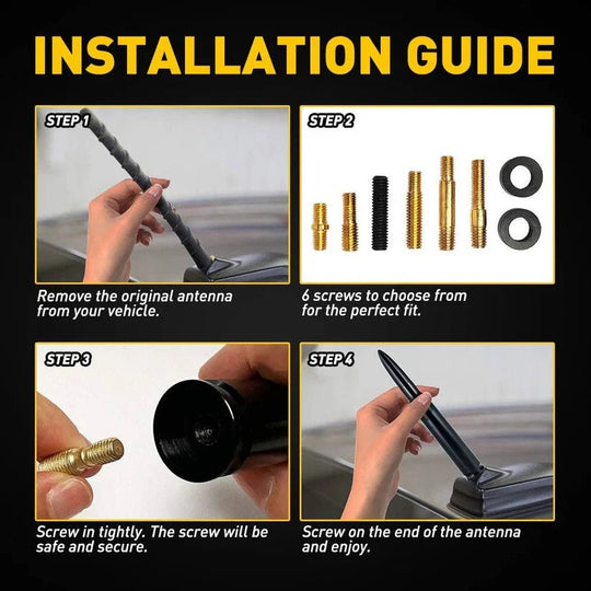 Car Radio Antenna Replacement with Rubber Seals and Adapters, 8 Thread Adapters