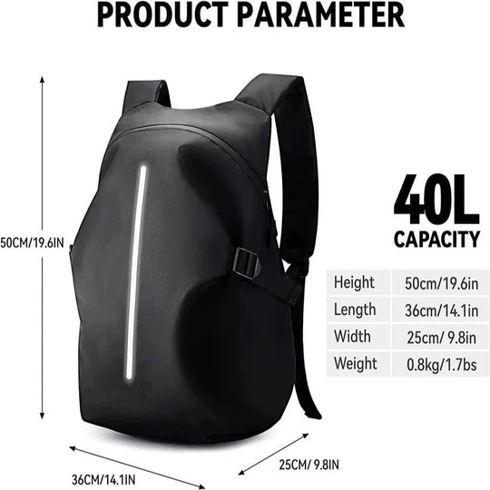 Motorcycle Helmet Backpack 40L with Laptop Pocket and Reflective Strips