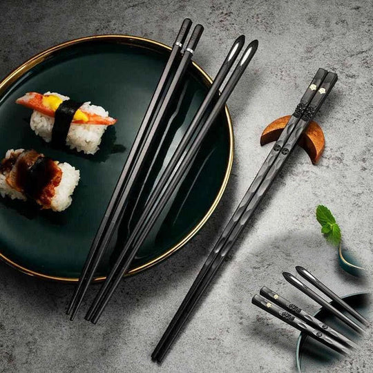 Reusable Chopsticks Set of 5 Pairs with Non-Slip Grip Design