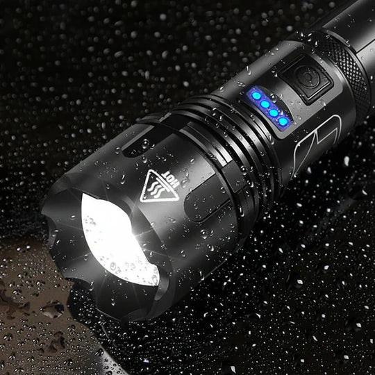 USB Rechargeable Aluminium Flashlight with Battery Indicator
