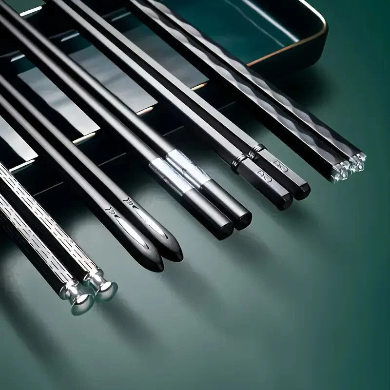Reusable Chopsticks Set of 5 Pairs with Non-Slip Grip Design