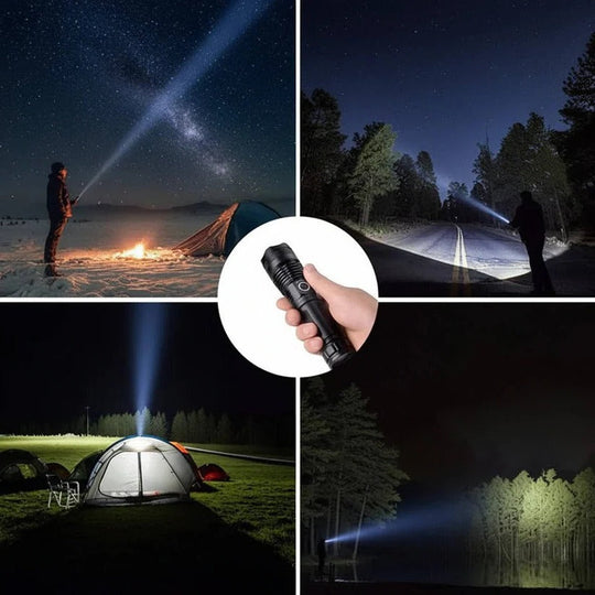 USB Rechargeable Aluminium Flashlight with Battery Indicator