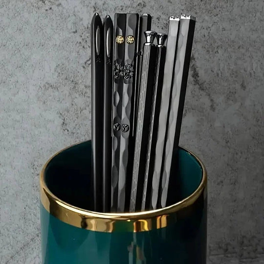 Reusable Chopsticks Set of 5 Pairs with Non-Slip Grip Design