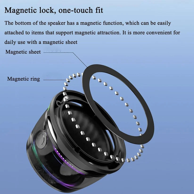 Mini Bluetooth 5.3 Speaker with Magnetic Base and RGB Lighting