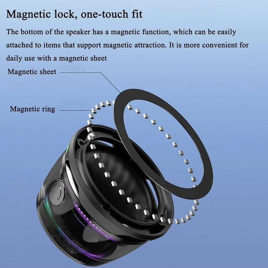 Mini Bluetooth 5.3 Speaker with Magnetic Base and RGB Lighting