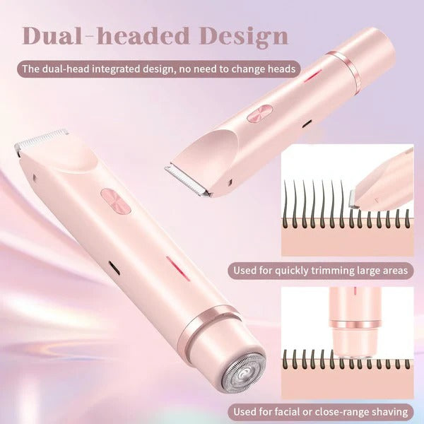 Women’s Dual Head Body Trimmer with IPX7 Waterproof Rechargeable Design