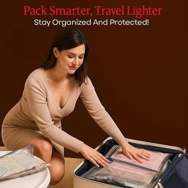 Cordless Vacuum Compression Bag Set with Hand Pump for Travel, 15 Pieces