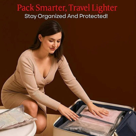 Cordless Vacuum Compression Bag Set with Hand Pump for Travel, 15 Pieces