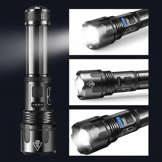 USB Rechargeable Aluminium Flashlight with Battery Indicator