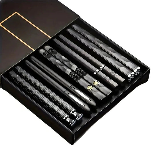 Reusable Chopsticks Set of 5 Pairs with Non-Slip Grip Design