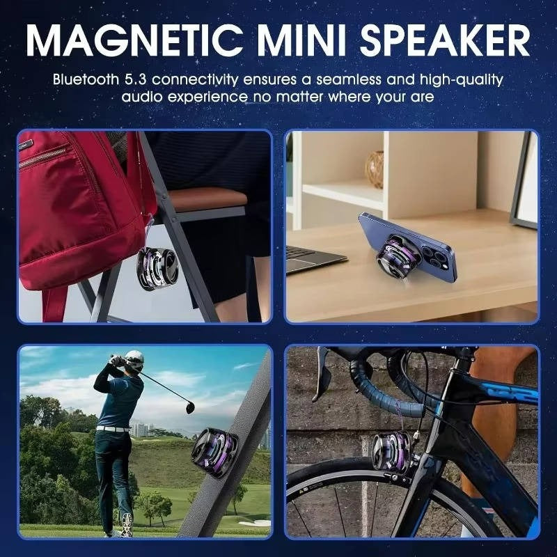 Mini Bluetooth 5.3 Speaker with Magnetic Base and RGB Lighting