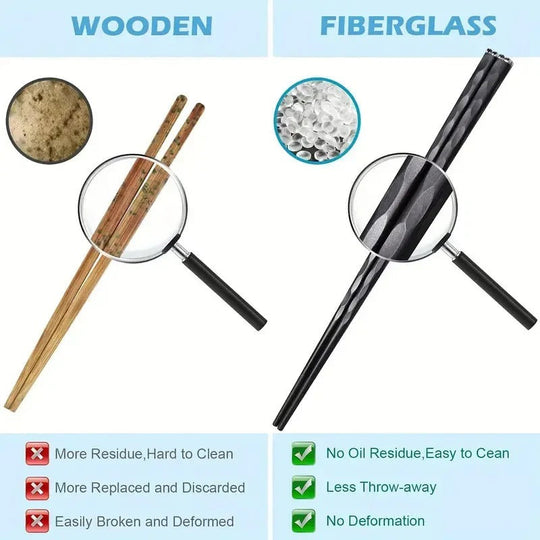 Reusable Chopsticks Set of 5 Pairs with Non-Slip Grip Design