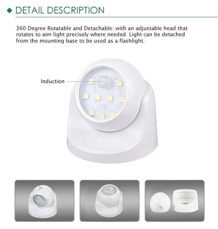 Motion Sensor LED Spotlight with 360 Degree Rotating Head