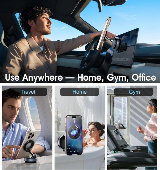 Foldable Magnetic Car Phone Mount with 360 Degree Hands-Free Rotation
