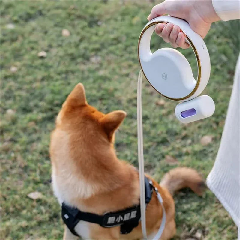 AutoLeash Light – Automatic Dog Leash with LED & Poop Bag Holder for Safe Walks