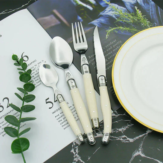 Ivory Elegance – Luxury Laguiole Cutlery Set with Timeless Style