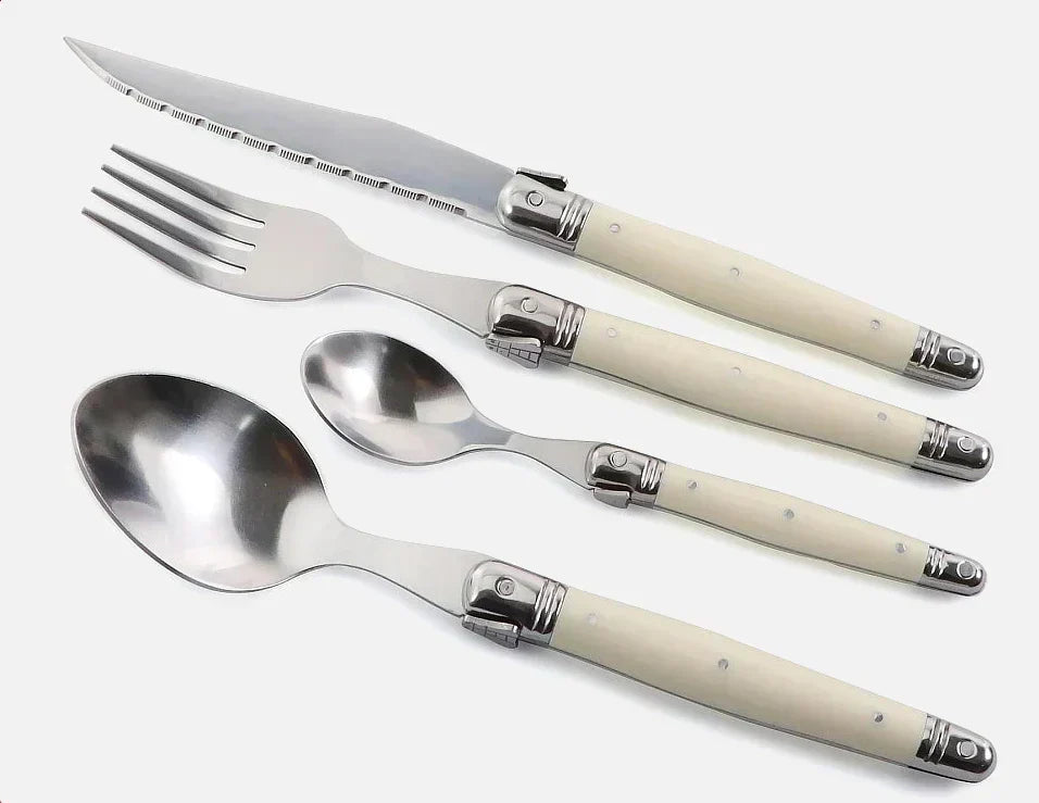 Ivory Elegance – Luxury Laguiole Cutlery Set with Timeless Style